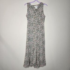 Y2K Vintage Lisa Jo Womens 11/12 Floral Dress Cottagecore Lace Tie Back